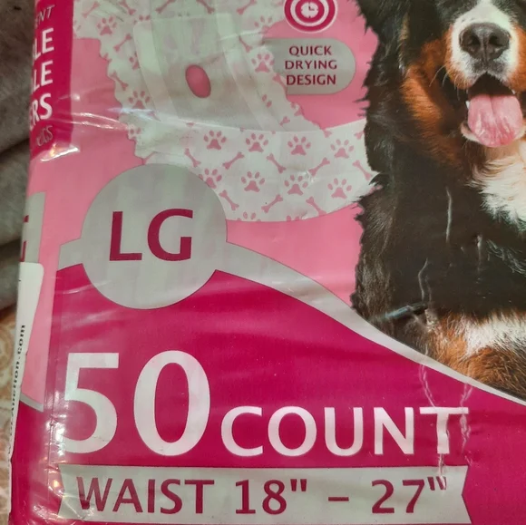 AKC Disposable Female Dog Diapers - Pink 50ct Large - Picture 2 of 7